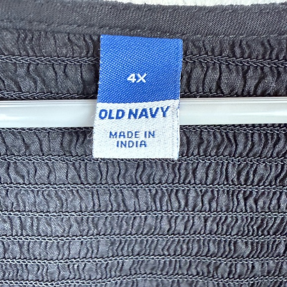 Old Navy Womens Smocked Peplum Ruffled Blouse NWT Black 4X Balloon‎ Sleeve - Picture 5 of 9